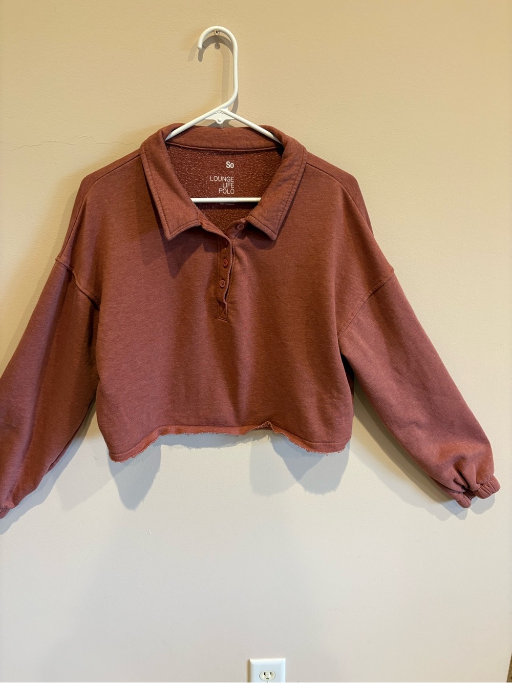 SO Cropped Polo Top in Dusty Mauve - Size S
